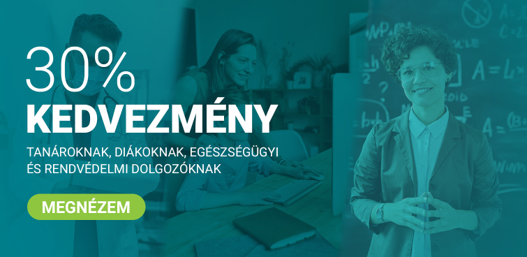 50% kedvezmény diákoknak, egészségügyi dolgozóknak és tanároknak